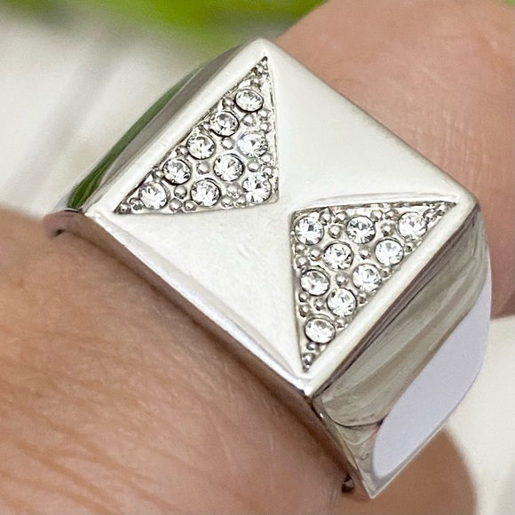 Polished Silver-tone Clear CZ Unisex Ring Size 13 - Picture 5 of 11